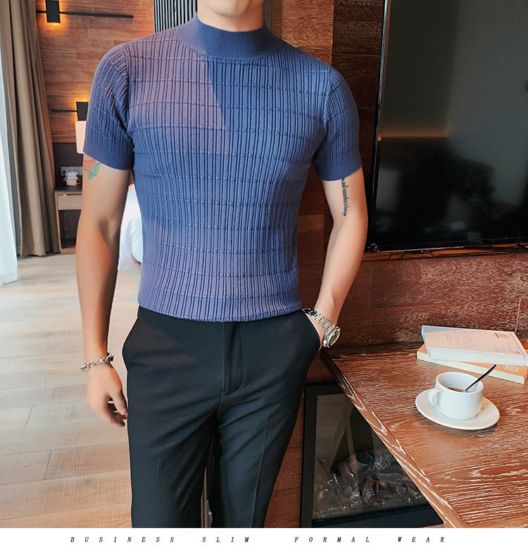 Summer New Men's Casual Striped Knit T-Shirt