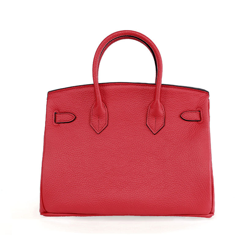 Platinum Lychee Cowhide Handbag