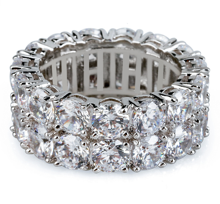New Hip Hop Men's Ring with Double Row Zircon Stones