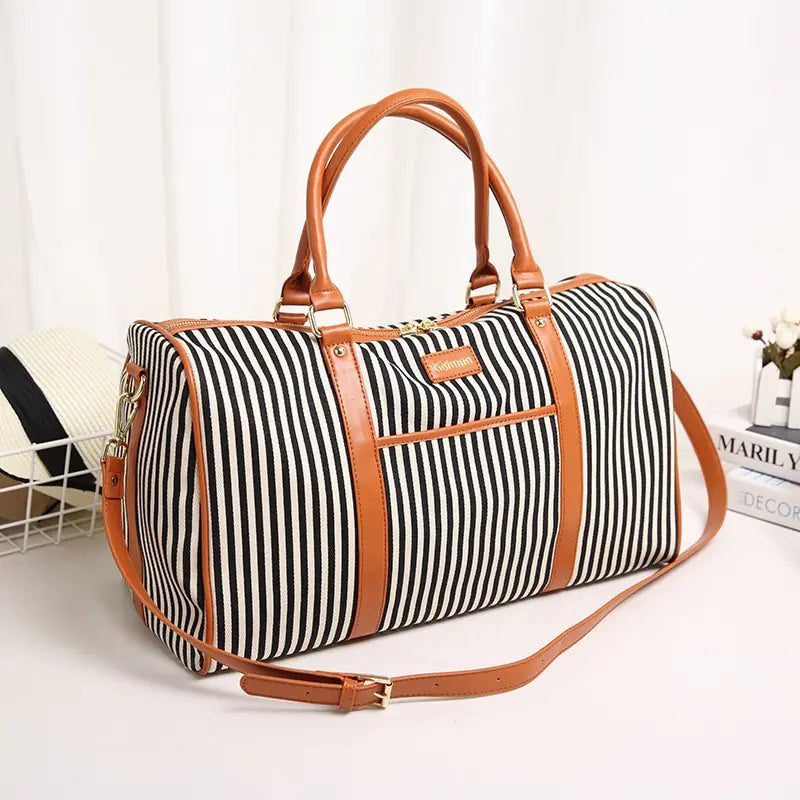 Striped Canvas Travel Bag