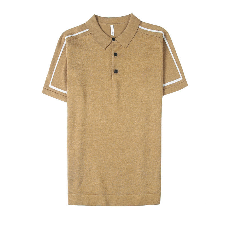 Men's Summer Striped Polo Shirt - Casual Knit Top