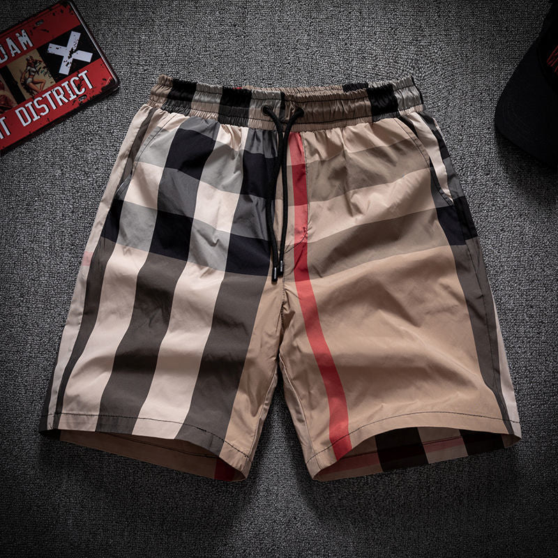 High-End Plaid Loose Beach Shorts for Men
