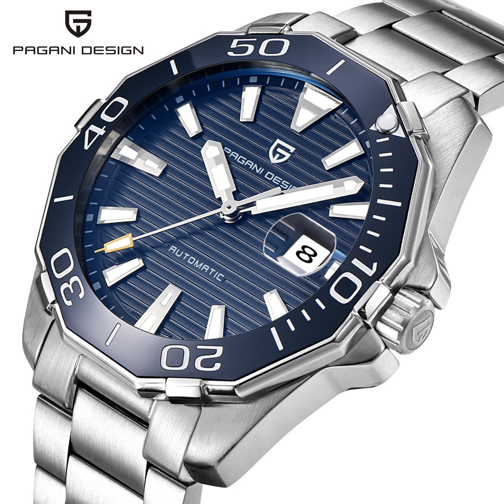 Men's Multifunctional Round Steel Watch with Steel Band