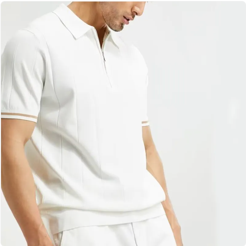 Men's Summer Polo Shirt with Zipper Lapel