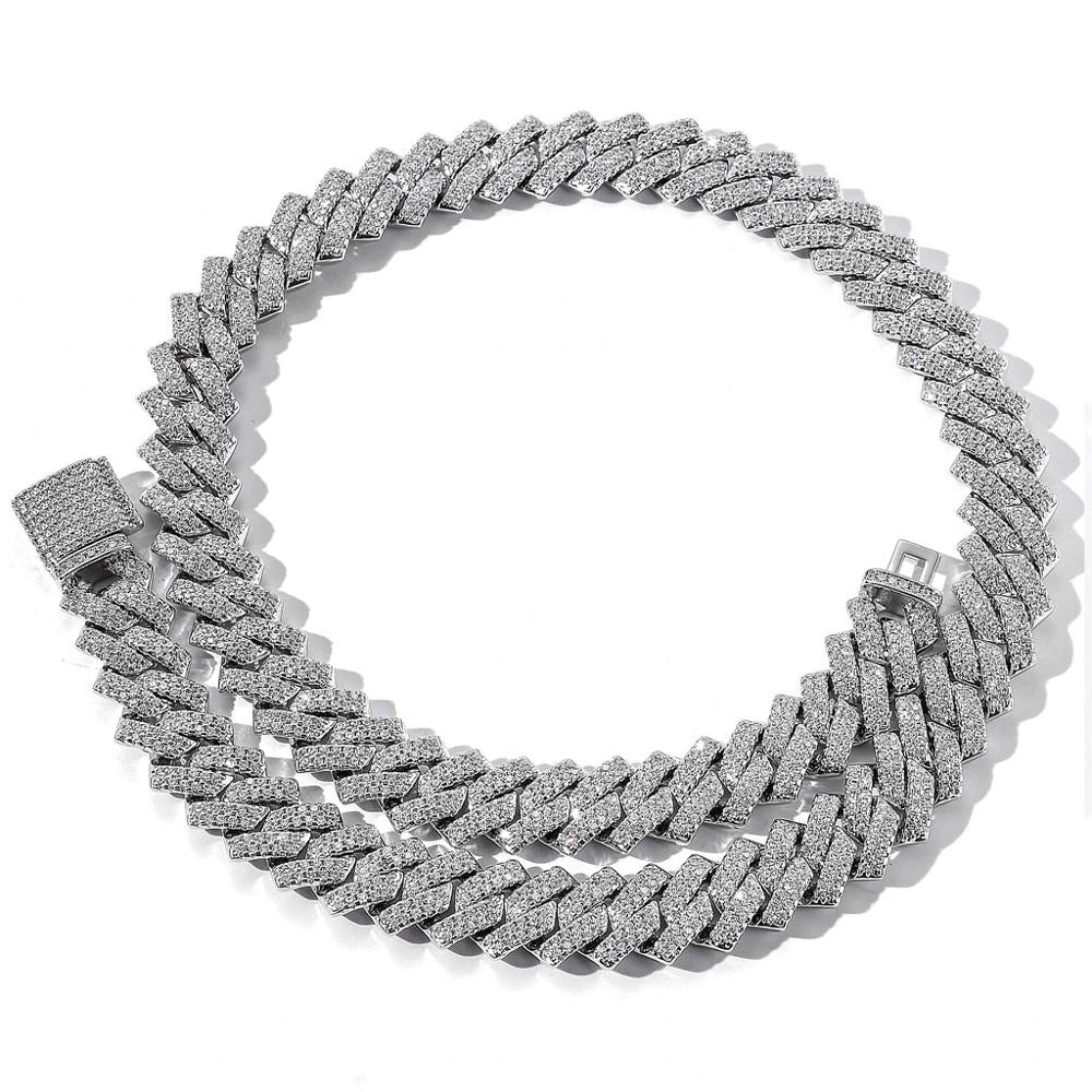 Men's Hip Hop Cuban Link Necklace with Zircon Stones