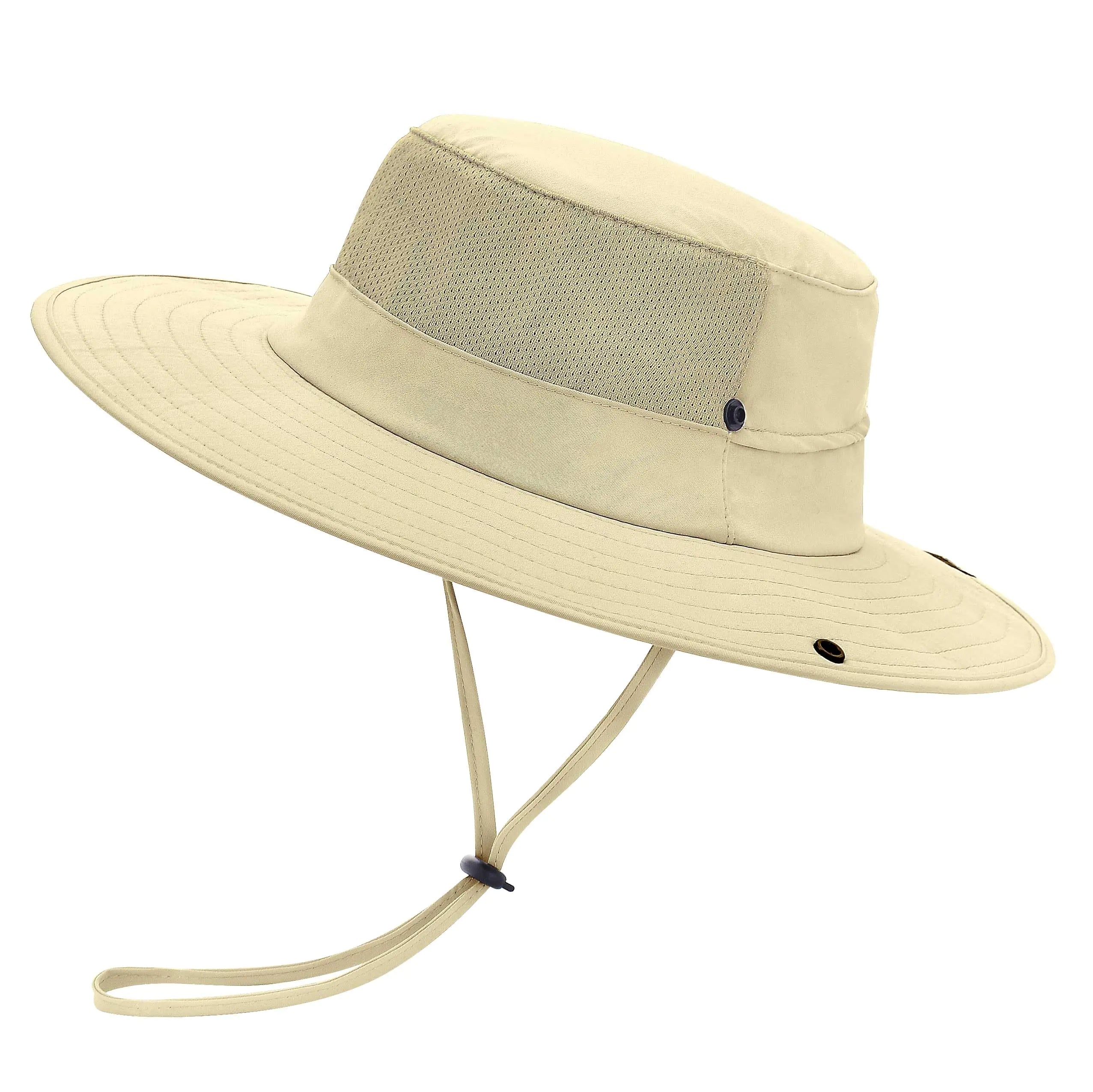 EINSKEY Cooling Sun Hat for Men Packable Wide Brim Bucket Hat with Ponytail Adjustable Boonie Hat for Fishing Hiking