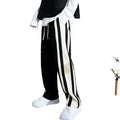 Striped Cotton Loose Fit Wide-Leg Sports Pants for Men
