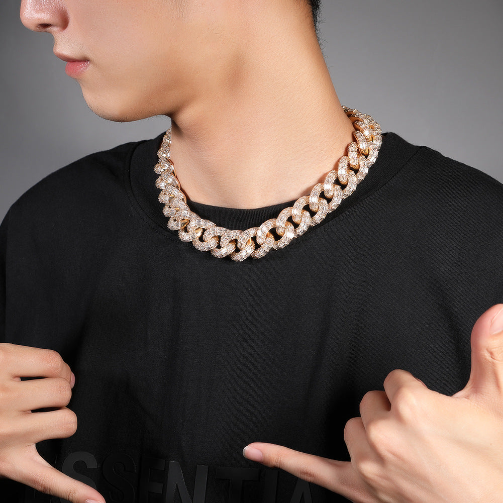 Men's Personalized Square Zirconium Cuban Bracelet Necklace