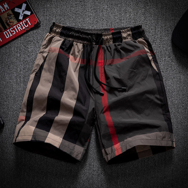High-End Plaid Loose Beach Shorts for Men