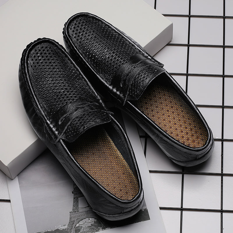 Men's Genuine Leather Breathable Loafers - Summer Style