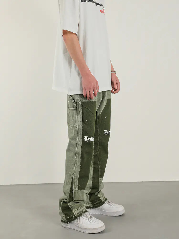 High Street Heavy Wash Flared Pants for Men