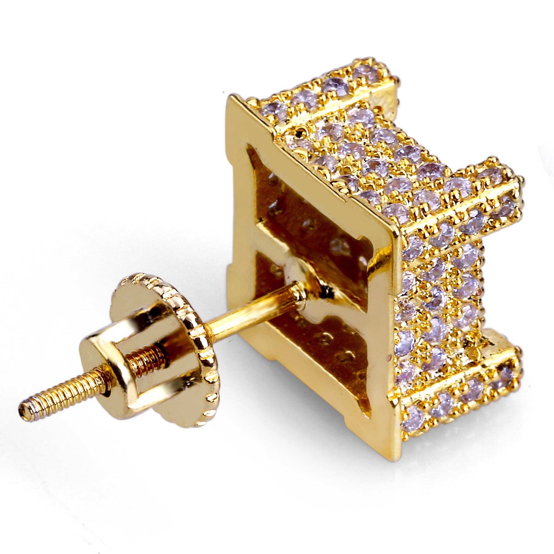 Hip Hop Men's 925 Silver Earrings with Zircon Stones