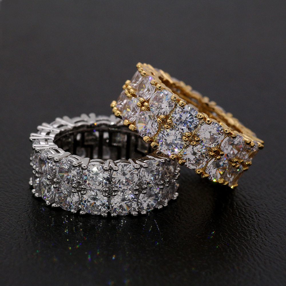 Hip Hop Men's Gold Ring with Zircon Stones
