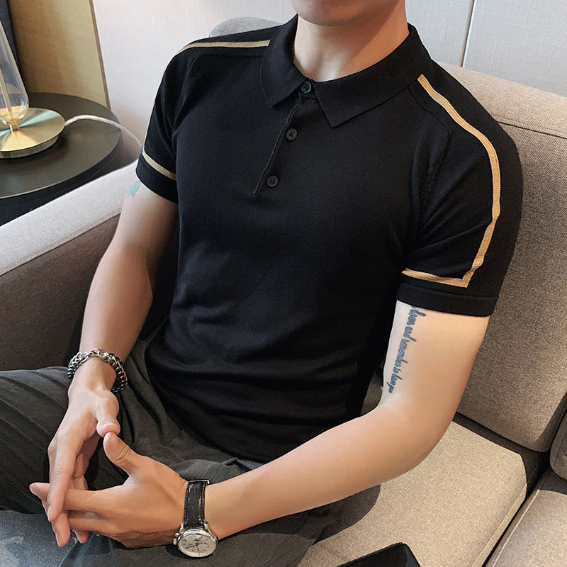 Men's Summer Striped Polo Shirt - Casual Knit Top