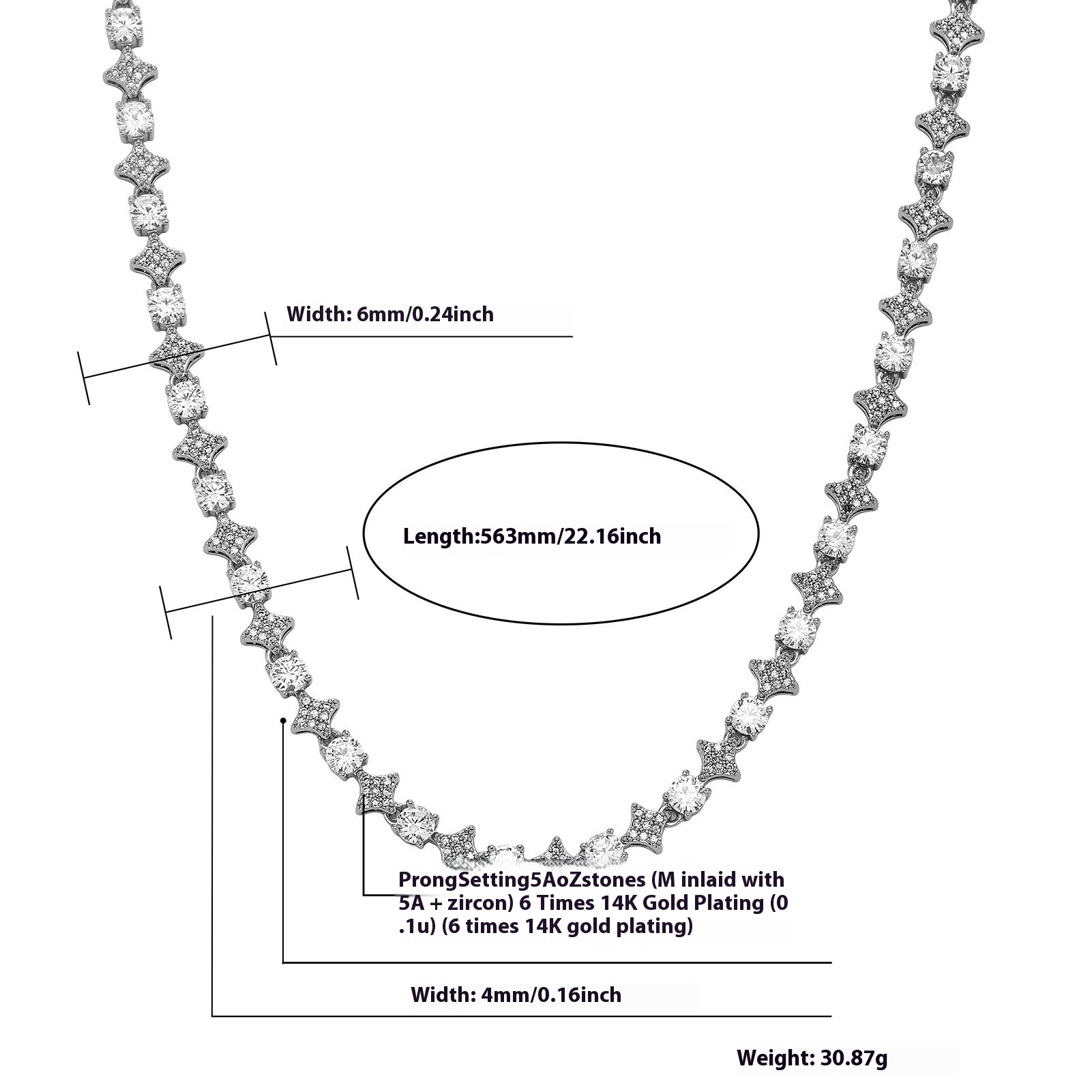 Personalized Zircon Tennis Necklace & Bracelet for Men – Hip Hop Style