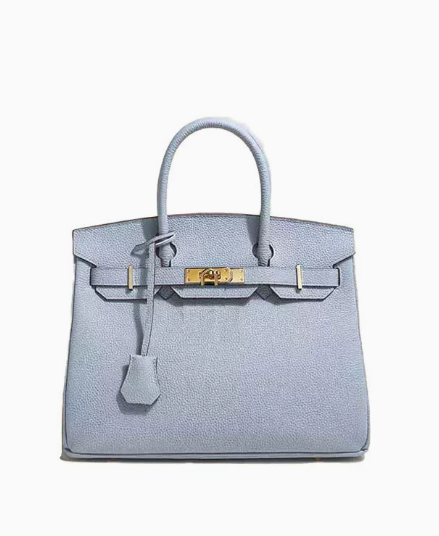 Platinum Lychee Cowhide Handbag