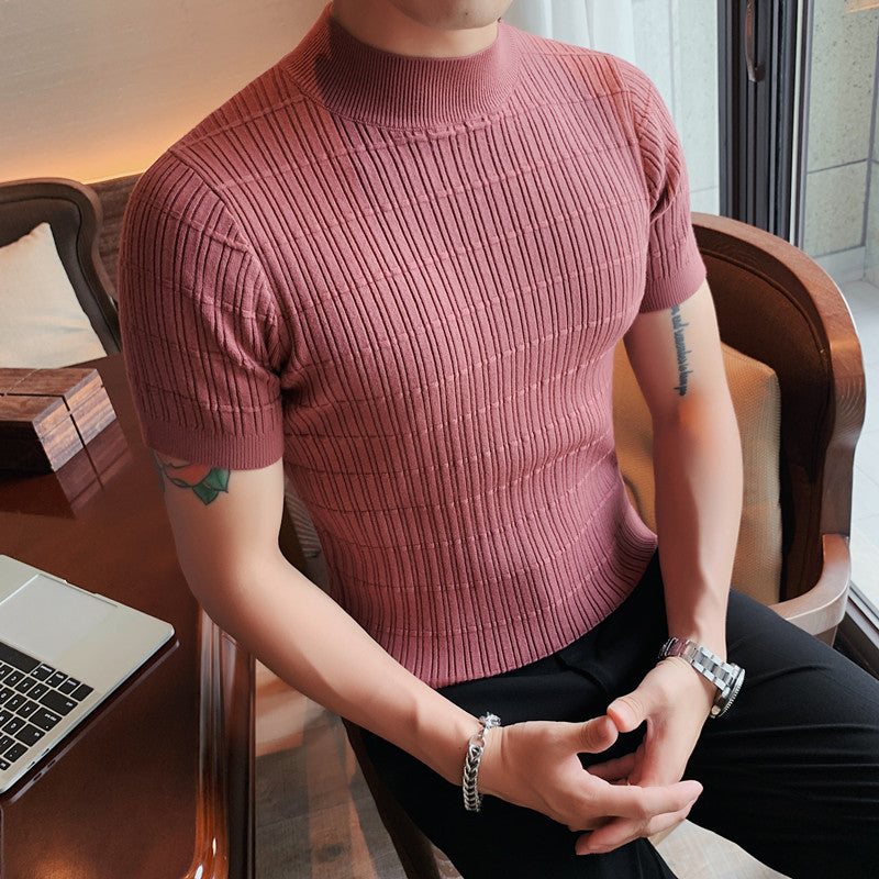 Summer New Men's Casual Striped Knit T-Shirt