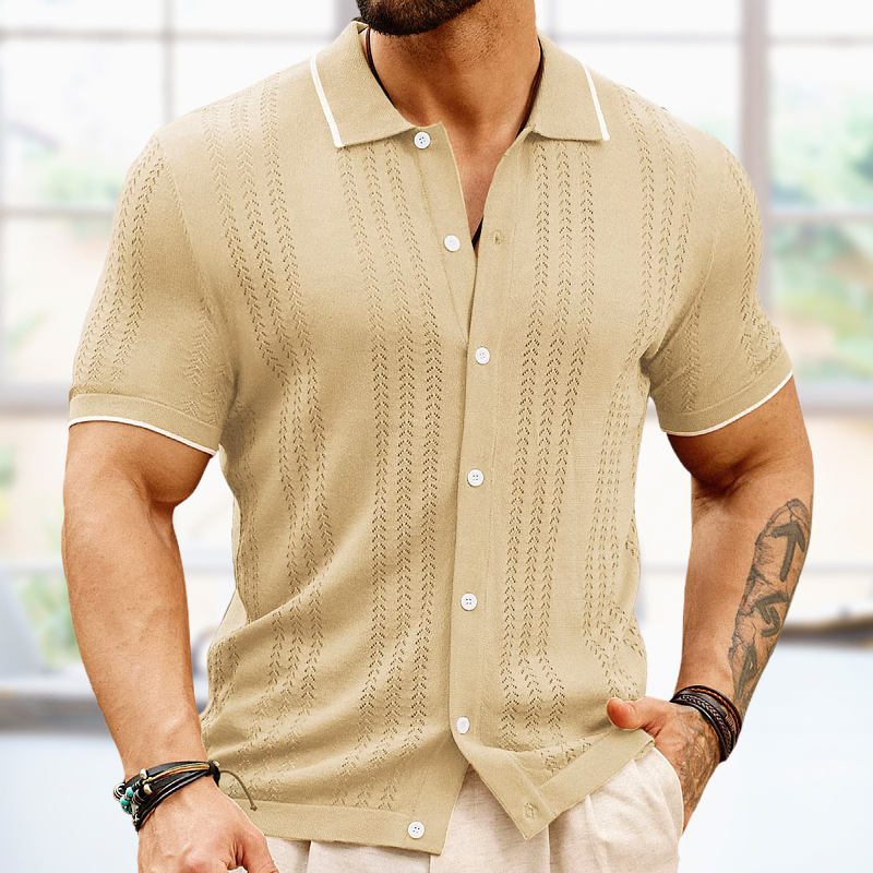 Men's Summer Polo Shirt – Button Lapel Top