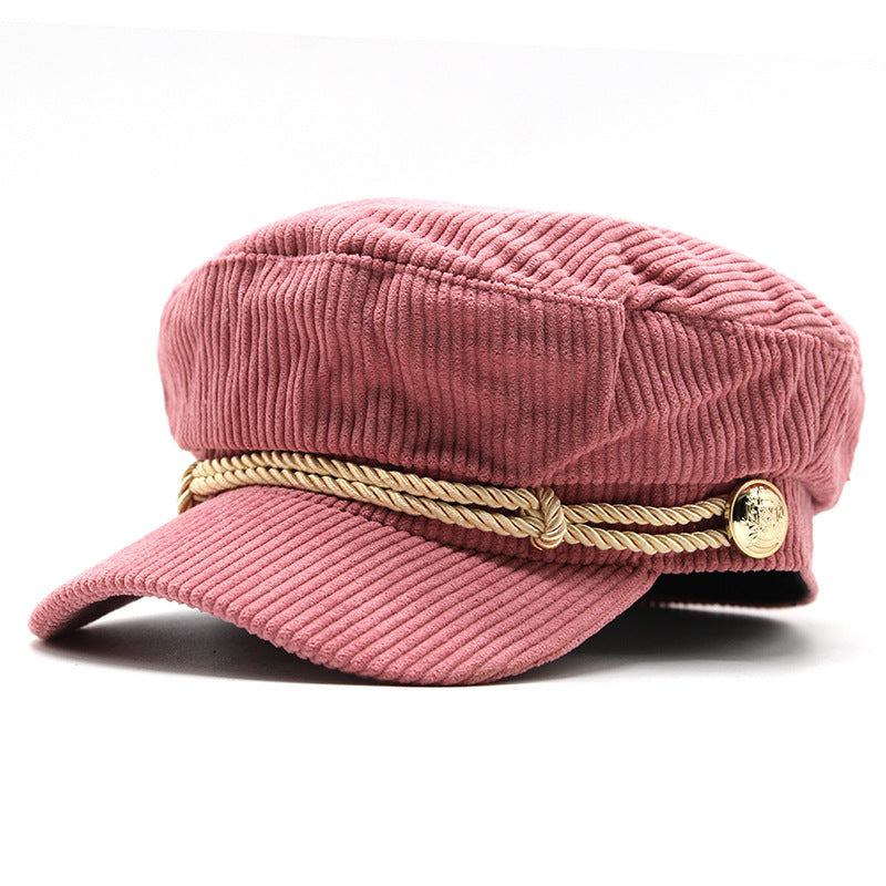 Solid Color Corduroy Octagonal Hat for Men and Women