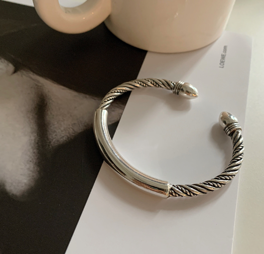 Handmade Retro Old Matte Sterling Silver Bracelet