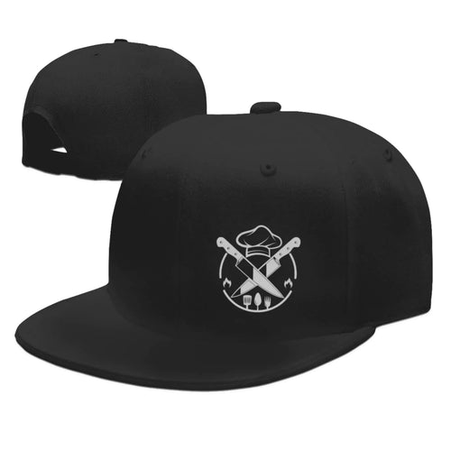 Chef Knife Mens Hat Snapback Hats for Men Funny Knives Spatula Kitchen Adjustable Baseball Cap Flat Bill Hat for Women Chef Themed Outdoor Grill Fisherman Black Fitted Hat for Outdoors