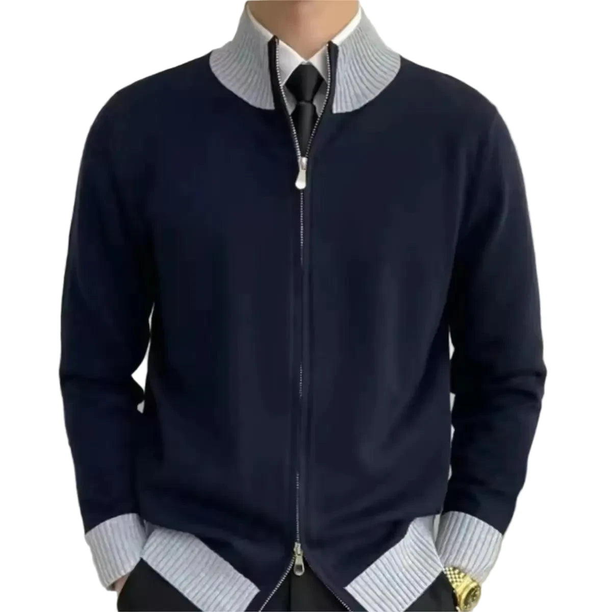 Trendy Long Sleeve Knitwear Coat for Men