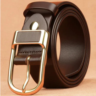Vintage Buckle Leather Belt for Men's Casual Pants