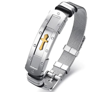 Titanium Steel Cross Bracelet for Men