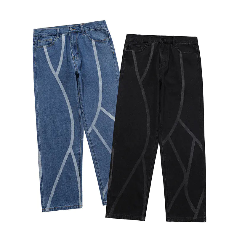 Washed Striped Casual Jeans for Men