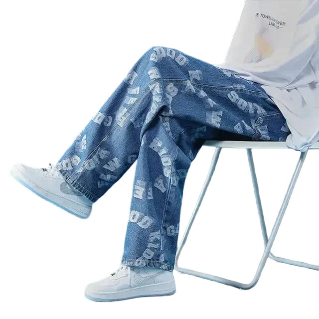 Unisex Loose Fit Denim Hip Hop Pants for Men