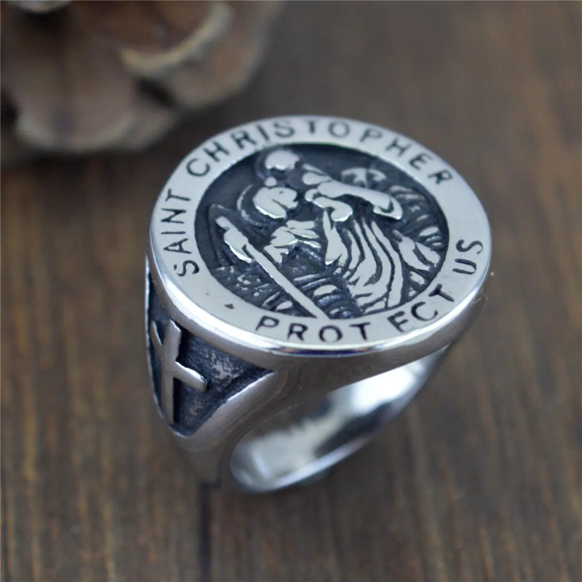 Vintage Silver Cross Ring for Men