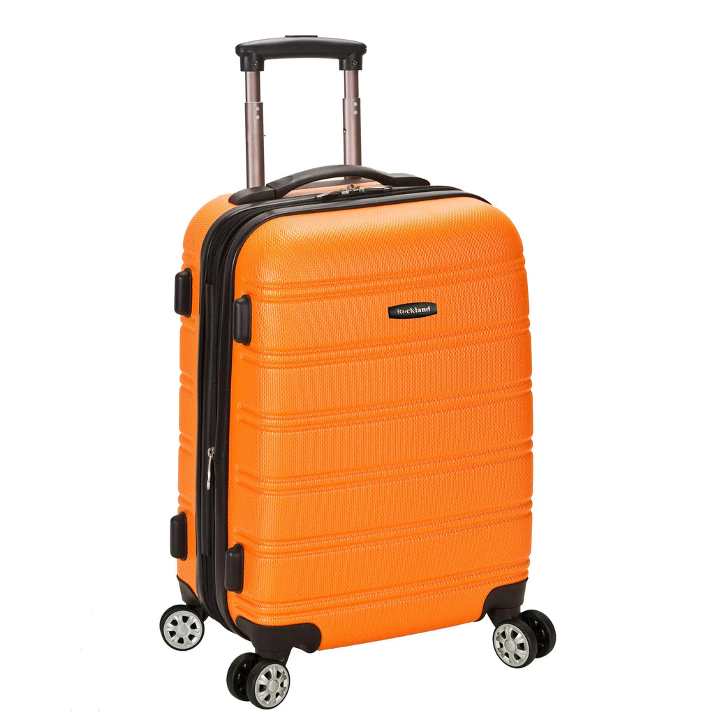 Rockland Melbourne Hardside Expandable Spinner Wheel Luggage Orange Carry-On 20-Inch