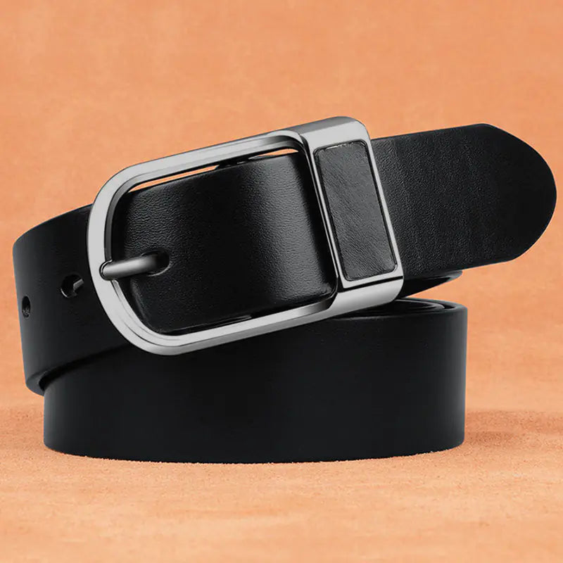 Vintage Buckle Leather Belt for Men's Casual Pants