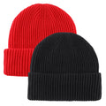 Home Prefer Mens Winter Hat Rib Knit Beanie Hat for Men Women Slouchy Cuff Beanie for Running Cycling Snow Ski Beanie (US Alpha One Size Black+Red)