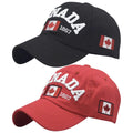 BAOZOON 2 Pcs Canada Baseball Caps Embroidered Maple Leaf Canada Baseball Hat Adjustable Canada Flag Golf Hat for Men Women(Black+Red)