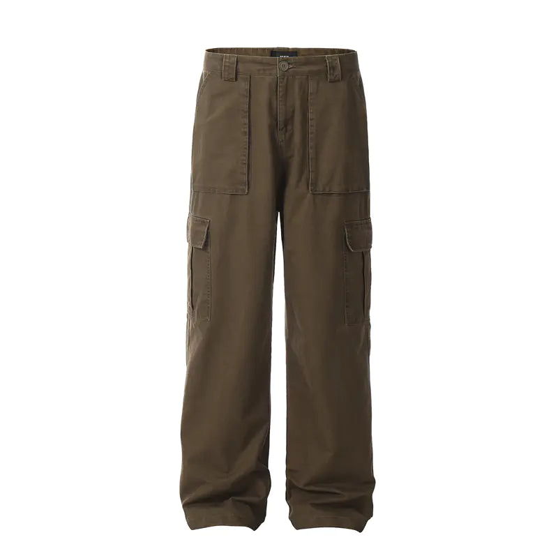 Vintage Wash Loose Fit Straight Leg Pants for Men