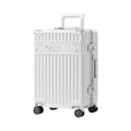 Krute Carry On Luggage with Aluminum Frame Zipperless Luggage with 8 Wheels 20inch Hard Shell Suitcase with PC+ABS TSA Lock 4 Metal Corner White