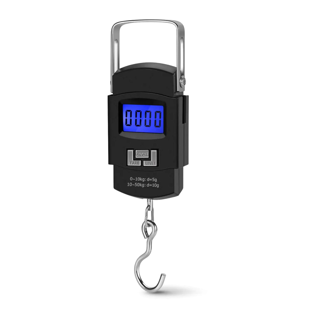 Flexzion Hanging Digital Scale for Travel & Fishing Portable Luggage Scale Electronic Backlight LCD Display 110 lbs / 50 Balance Smart Weight