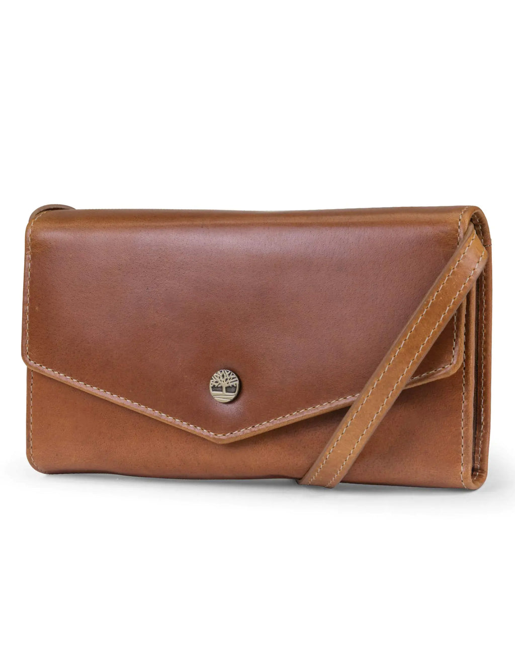 Timberland RFID Leather Wallet Phone Bag with Detachable Crossbody Strap Cognac (Buff Apache)