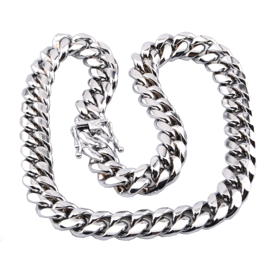 Men's Cuban Link Necklace with Dragon Head Clasp
