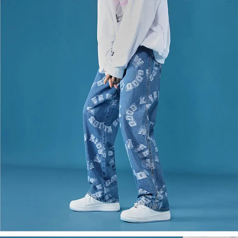 Unisex Loose Fit Denim Hip Hop Pants for Men