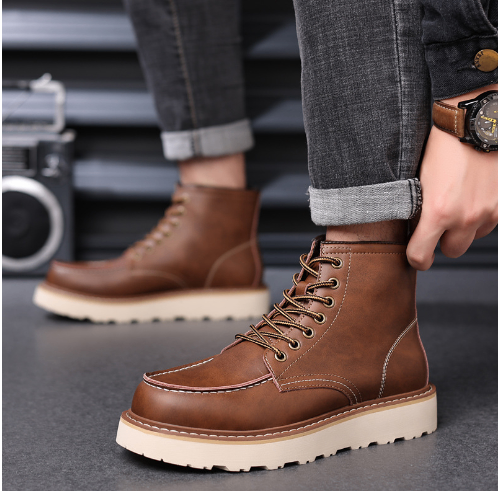 2026 British Style Mid-High Men's Tooling Shoes