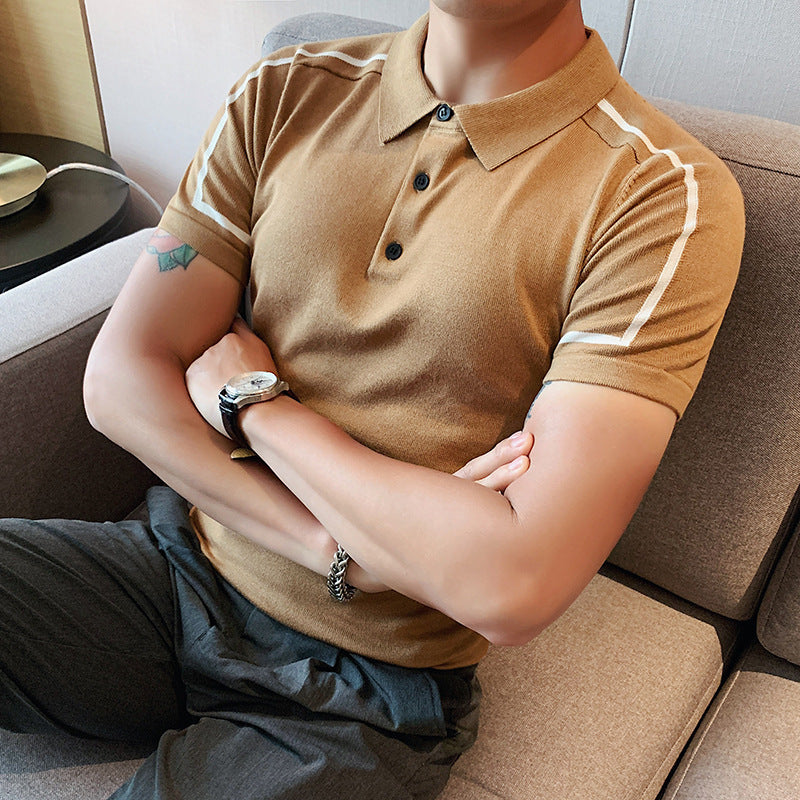 Men's Summer Striped Polo Shirt - Casual Knit Top