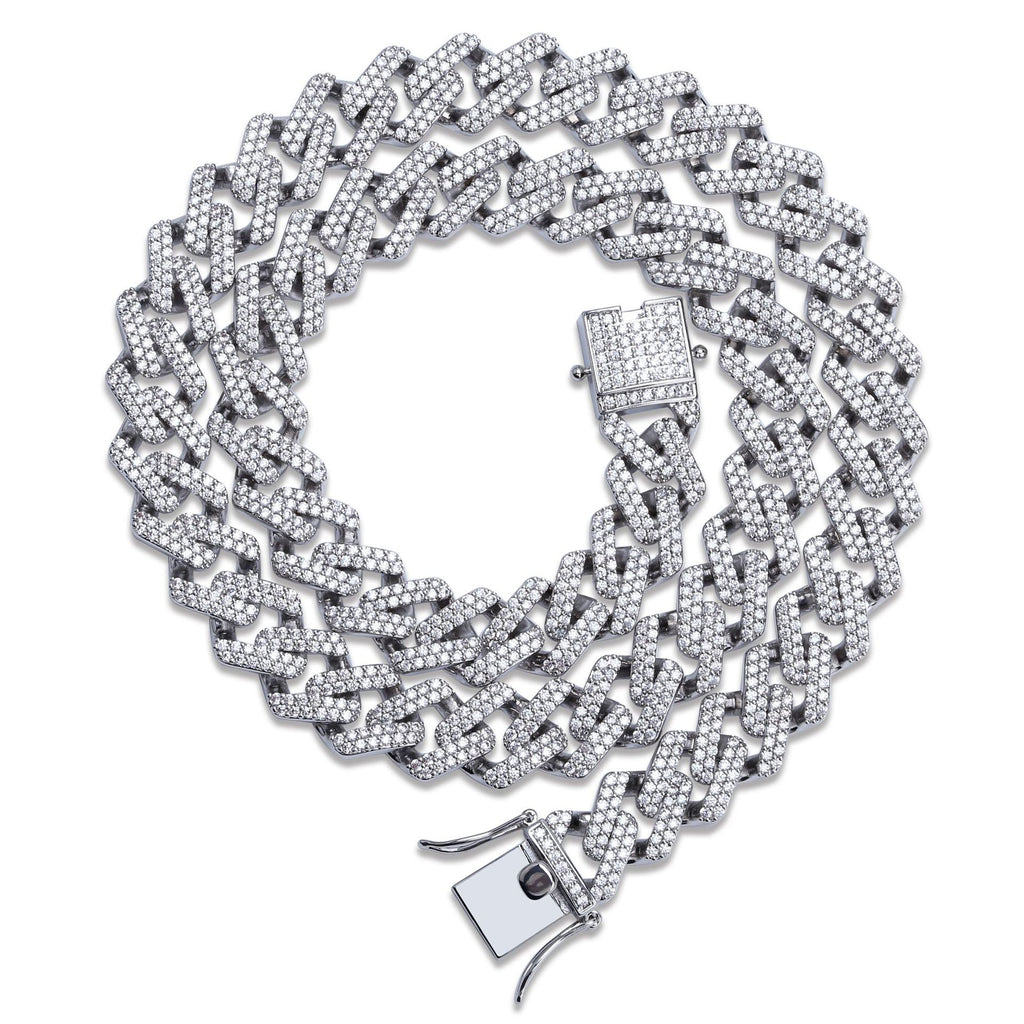 Men's Hip Hop Miami Cuban Link Necklace with Zirconia