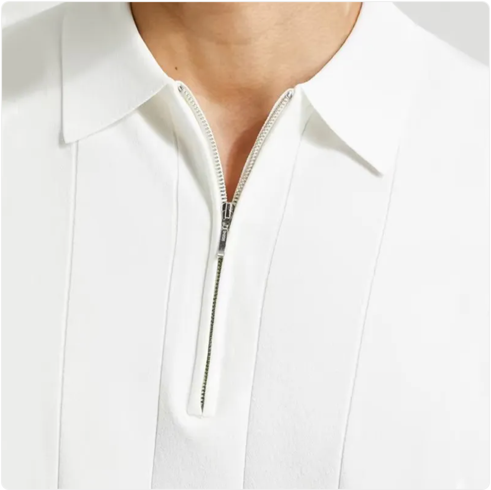 Men's Summer Polo Shirt with Zipper Lapel