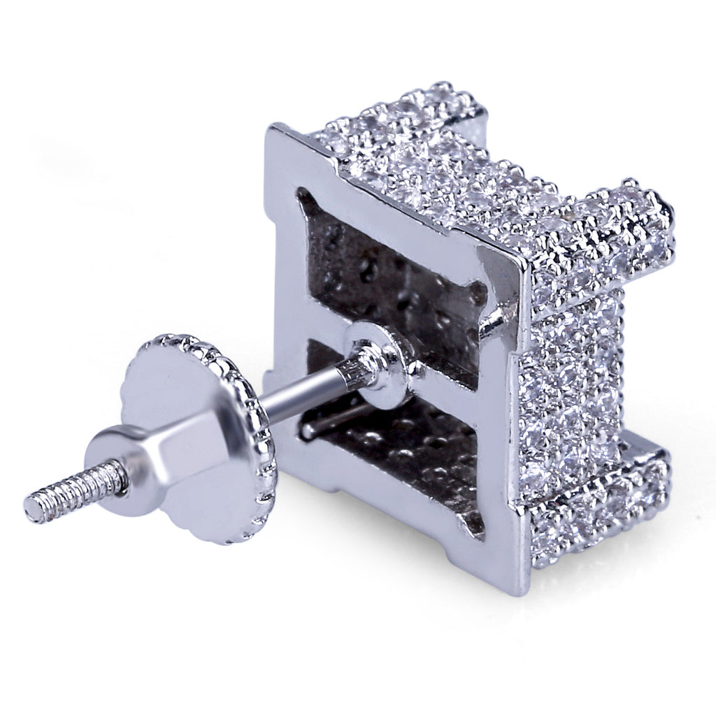 Hip Hop Men's 925 Silver Earrings with Zircon Stones