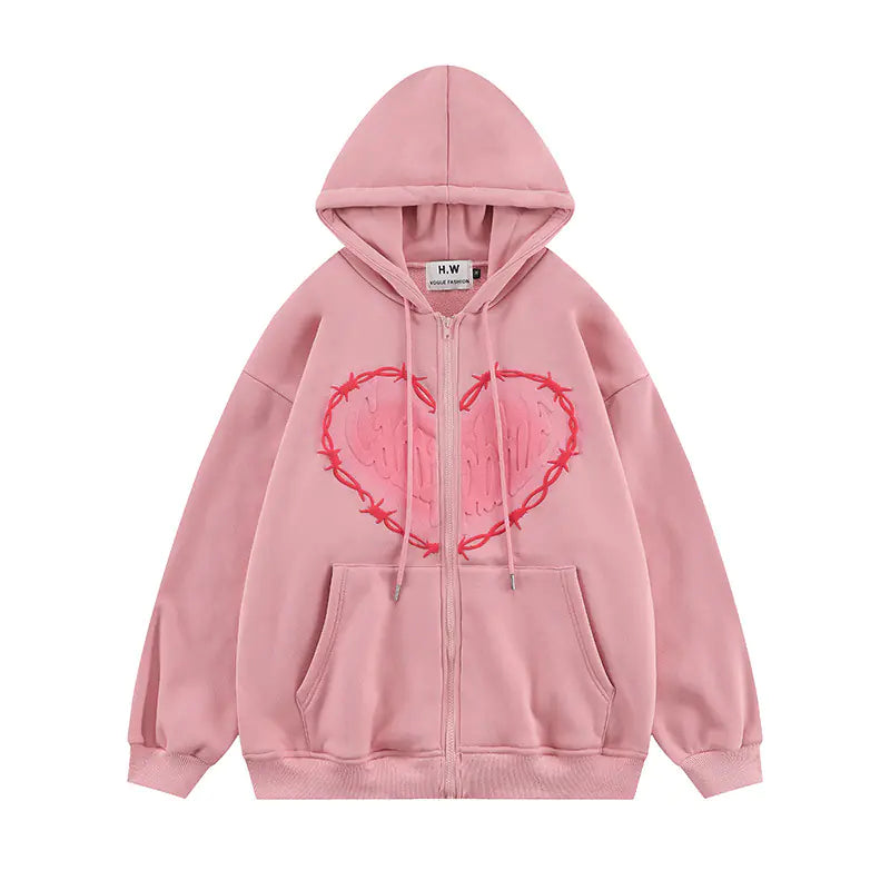 Unisex Heart Foam Print Hoodie for Men