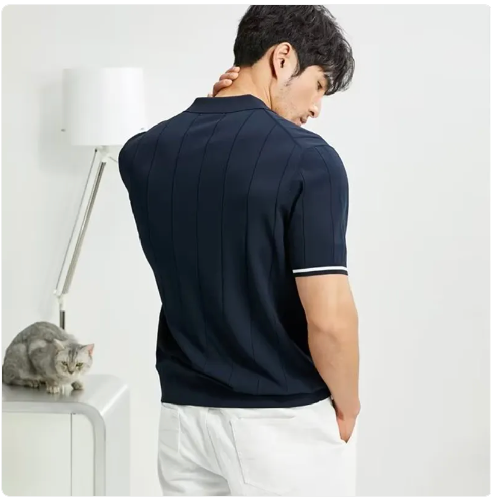 Men's Summer Polo Shirt with Zipper Lapel