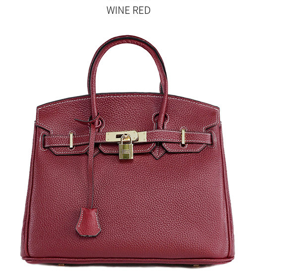 Platinum Lychee Cowhide Handbag