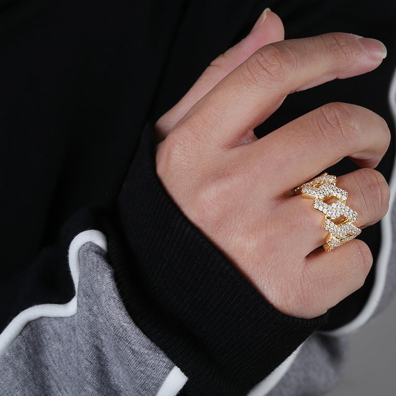 Men's Diamond Hip-Hop Ring with Zircon Stones